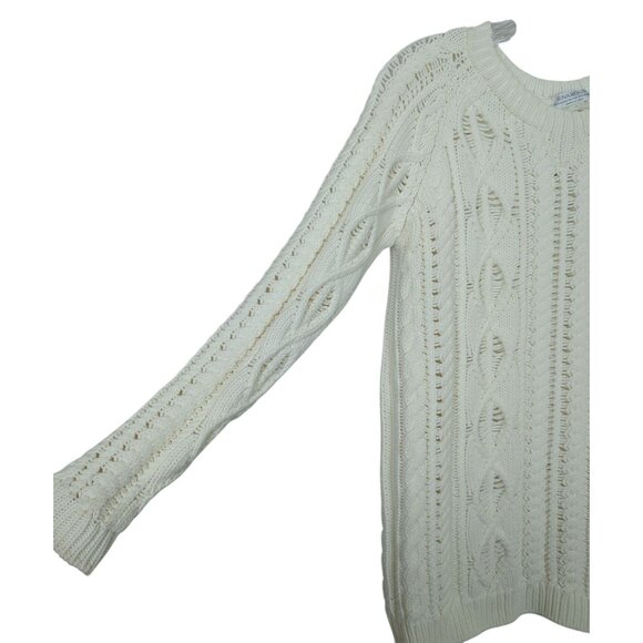 RIVAMONTI Women's White Intricate Aran Cable Knit Sweater Size M Made In Italy - Picture 3 of 15